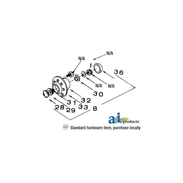 Hub w/brgs & hdwr 6" x6" x8"